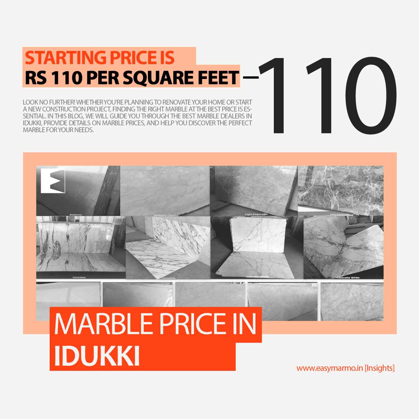 Marble Price in Idukki | Starting from 110 INR