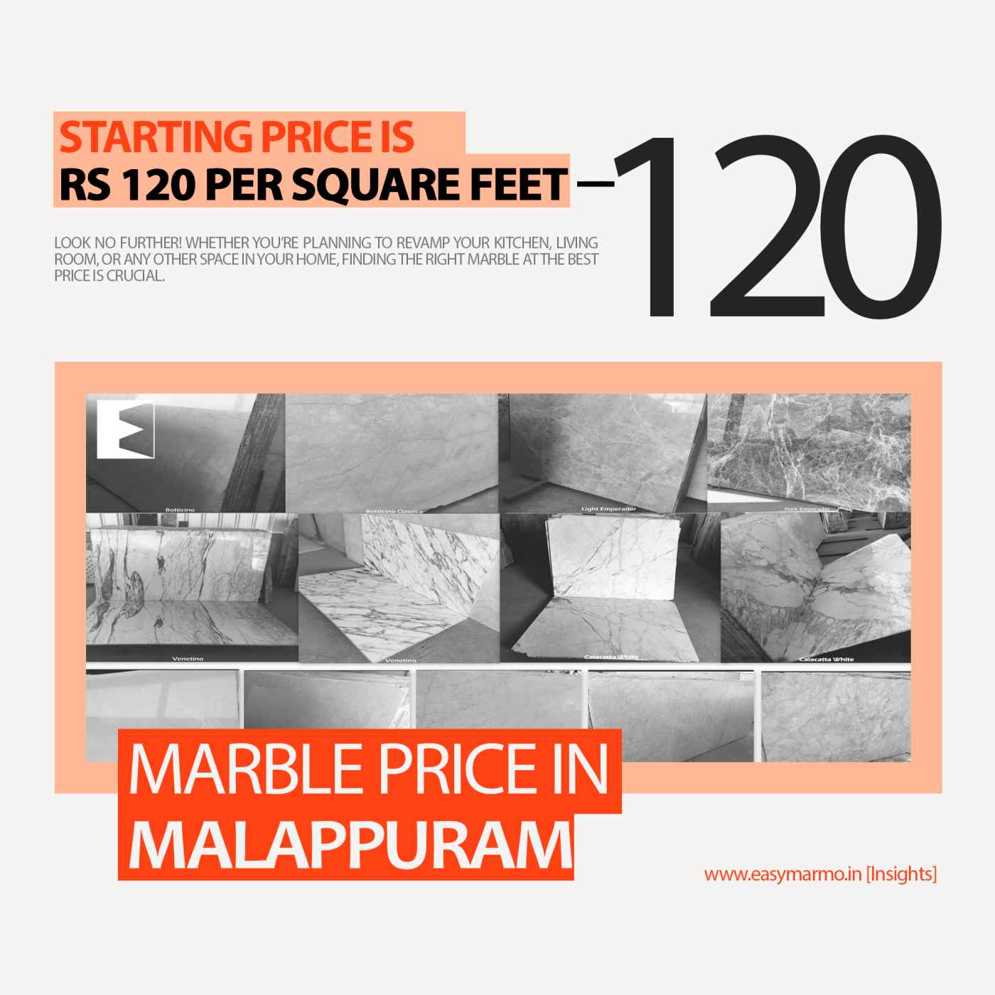 Marble Price in Malappuram | Starting from 120 INR