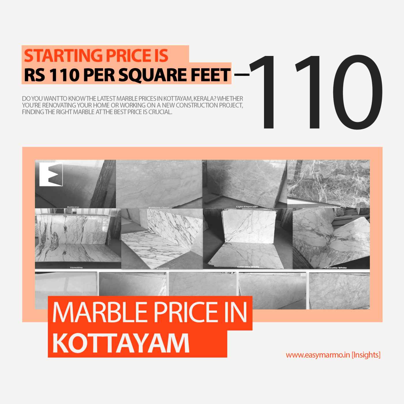 Marble Price in Kottayam | Starting from 110 INR