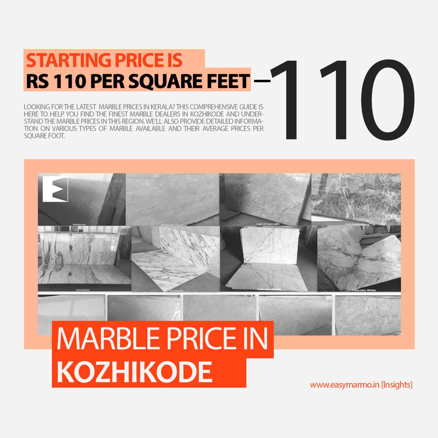 Marble Price in Kozhikode | Starting from 110 INR