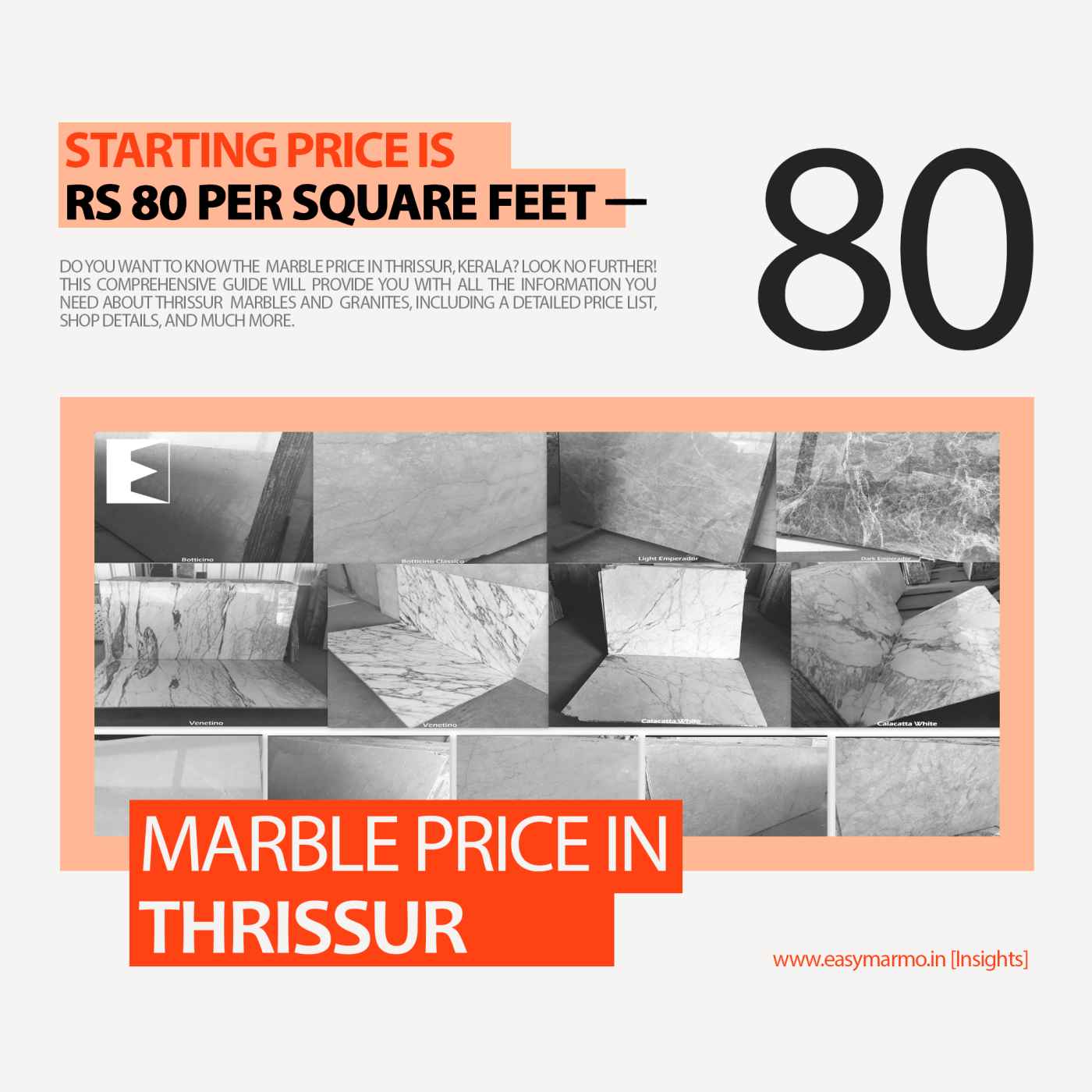 Marble Price in Thrissur | Starting from 80 INR