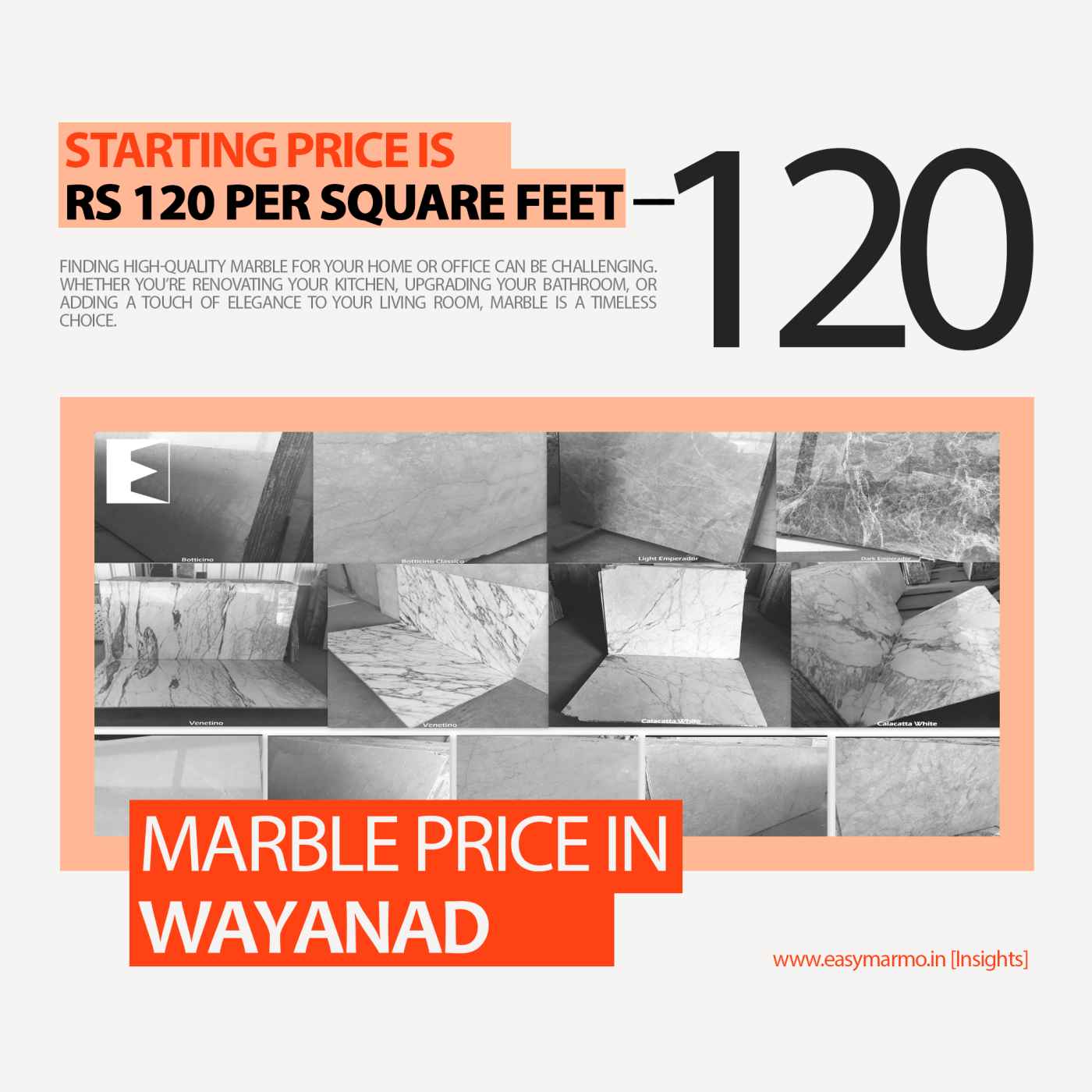 Marble Price in Wayanad | Starting from 120 INR